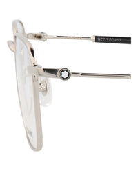 Montblanc Mens Square/Rectangle Silver Silver Transparent Fashion Designer Eyewear