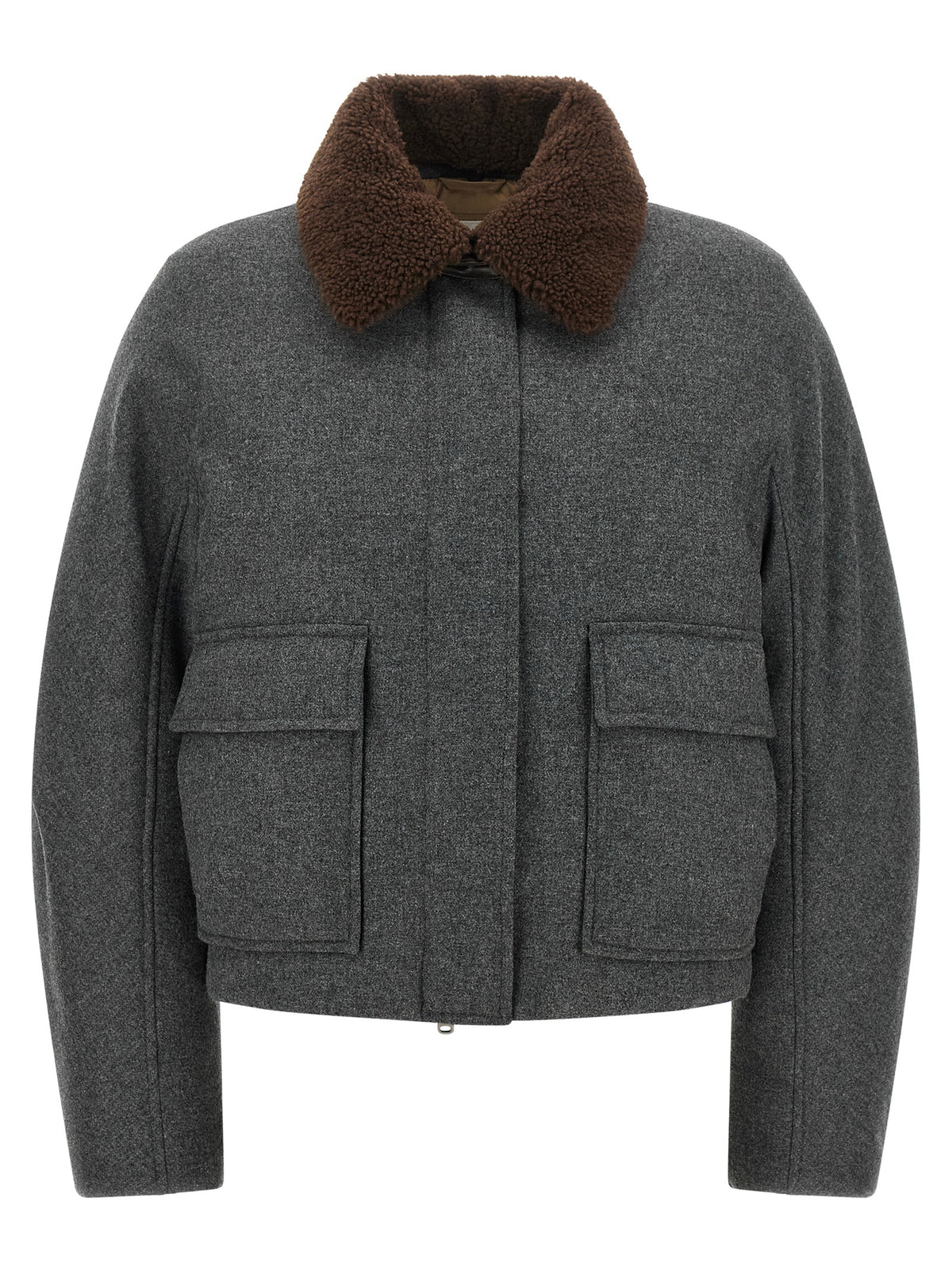 Brunello Cucinelli Women Shearling Collar Cropped Jacket
