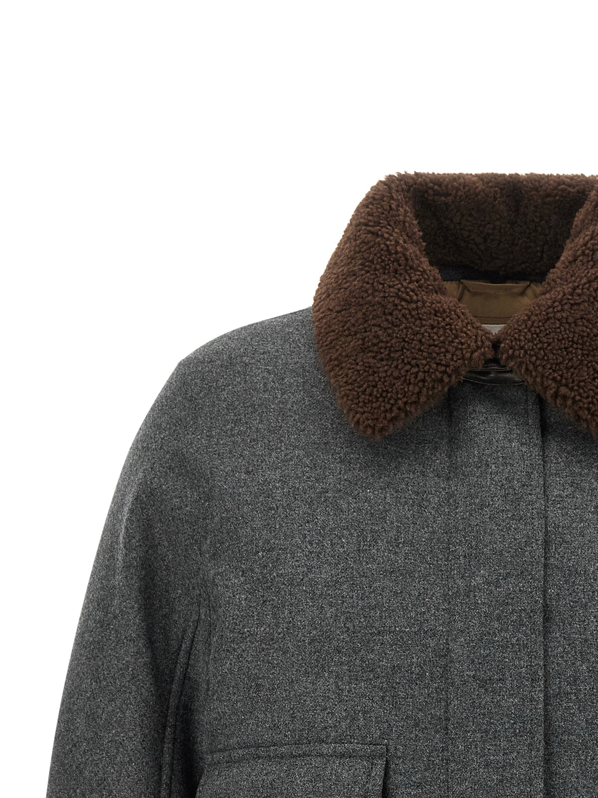 Brunello Cucinelli Women Shearling Collar Cropped Jacket