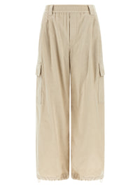 Brunello Cucinelli Women Beige 'Baggy Cargo' Pants