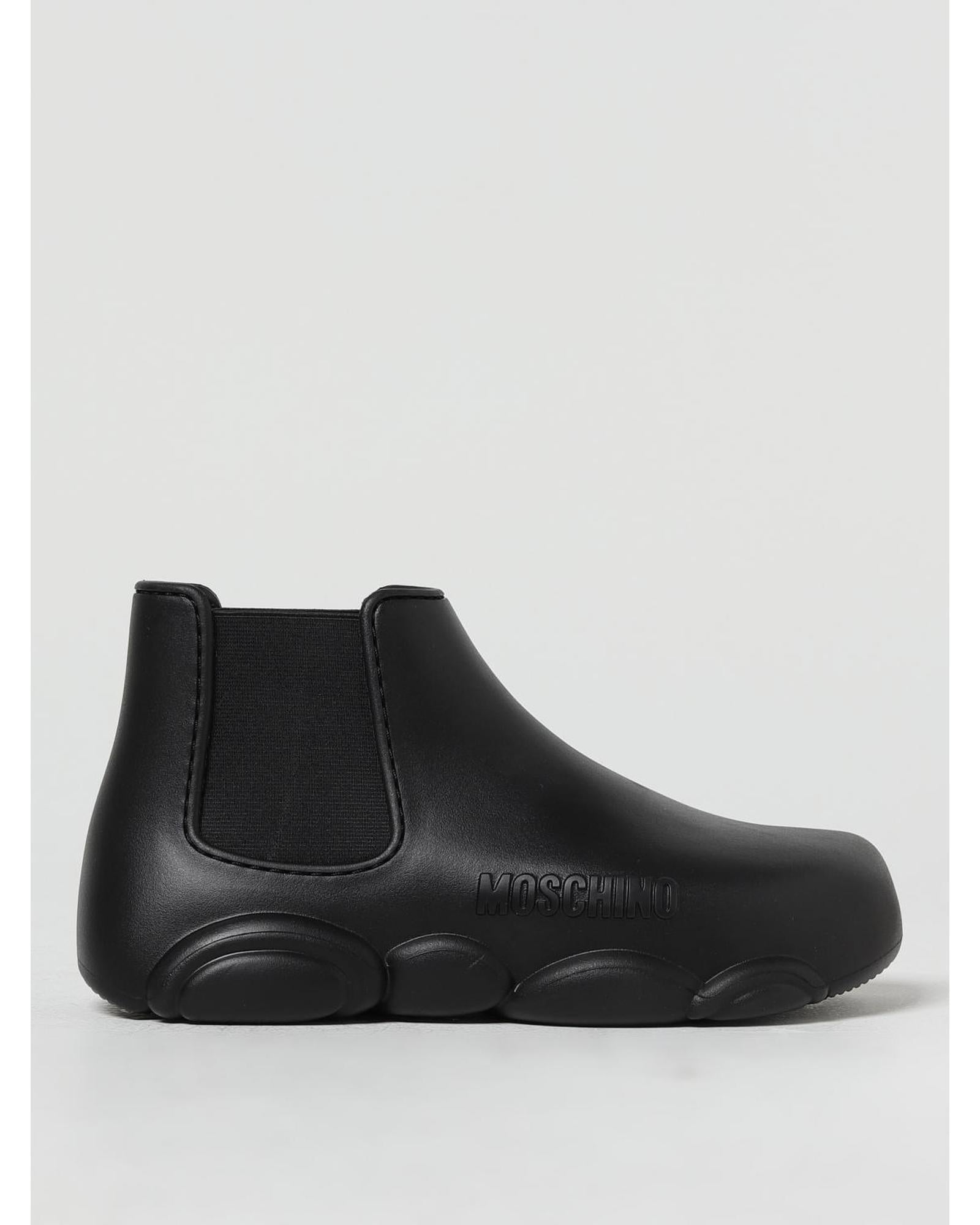 Moschino Couture Rubber Chelsea Boots Chunky Sole Men Black