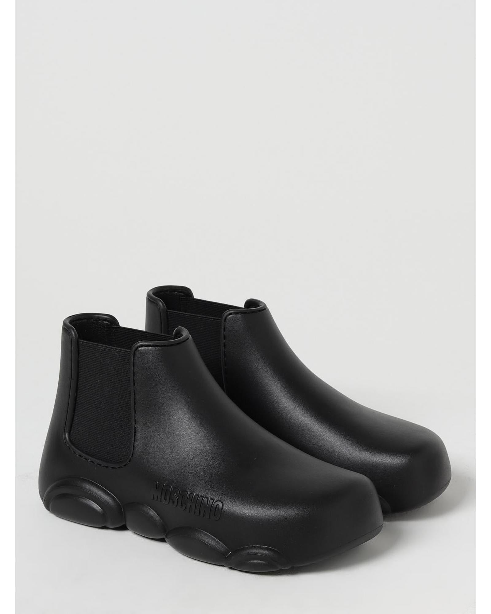 Moschino Couture Rubber Chelsea Boots Chunky Sole Men Black