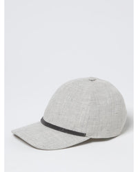 Brunello Cucinelli Linen Baseball Cap Beaded Detail Women Grey Hats