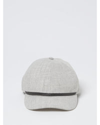 Brunello Cucinelli Linen Baseball Cap Beaded Detail Women Grey Hats