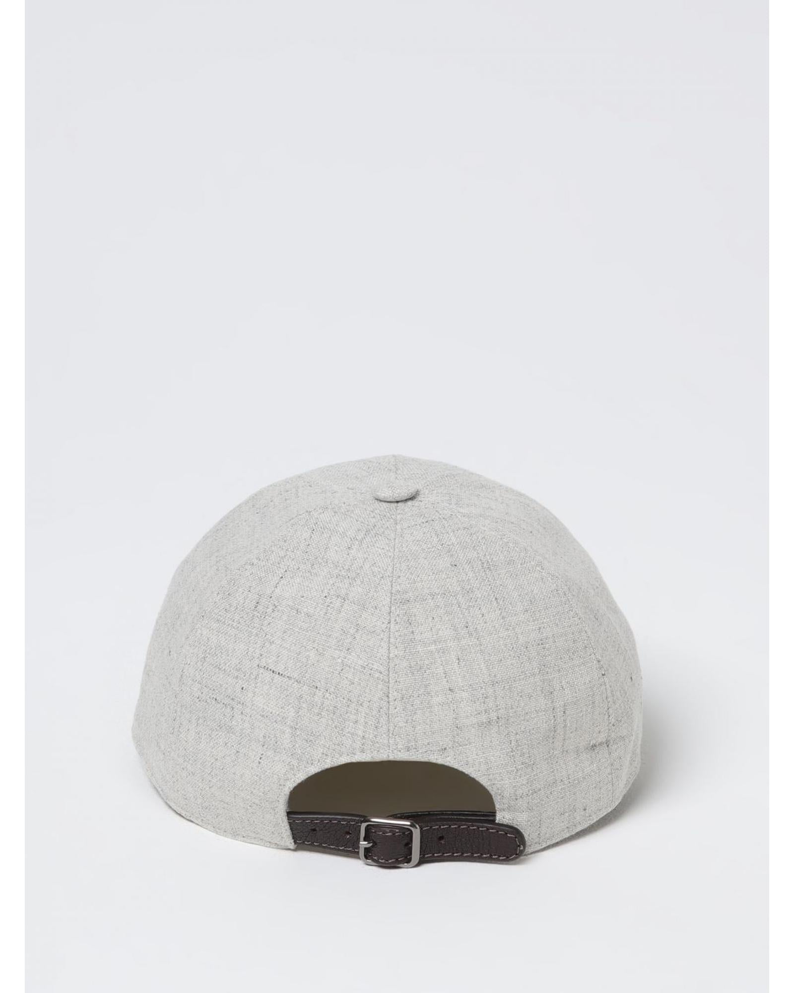 Brunello Cucinelli Linen Baseball Cap Beaded Detail Women Grey Hats