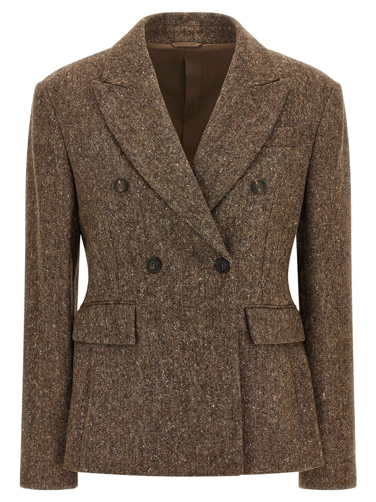 Brunello Cucinelli Women Donegal Wool Double-Breasted Blazer