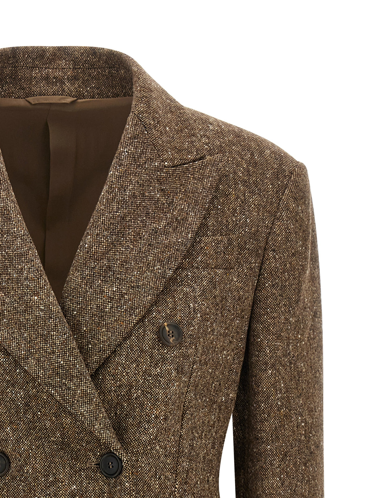 Brunello Cucinelli Women Donegal Wool Double-Breasted Blazer