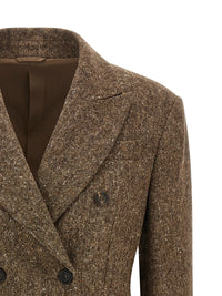 Brunello Cucinelli Women Donegal Wool Double-Breasted Blazer