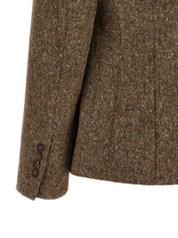 Brunello Cucinelli Women Donegal Wool Double-Breasted Blazer