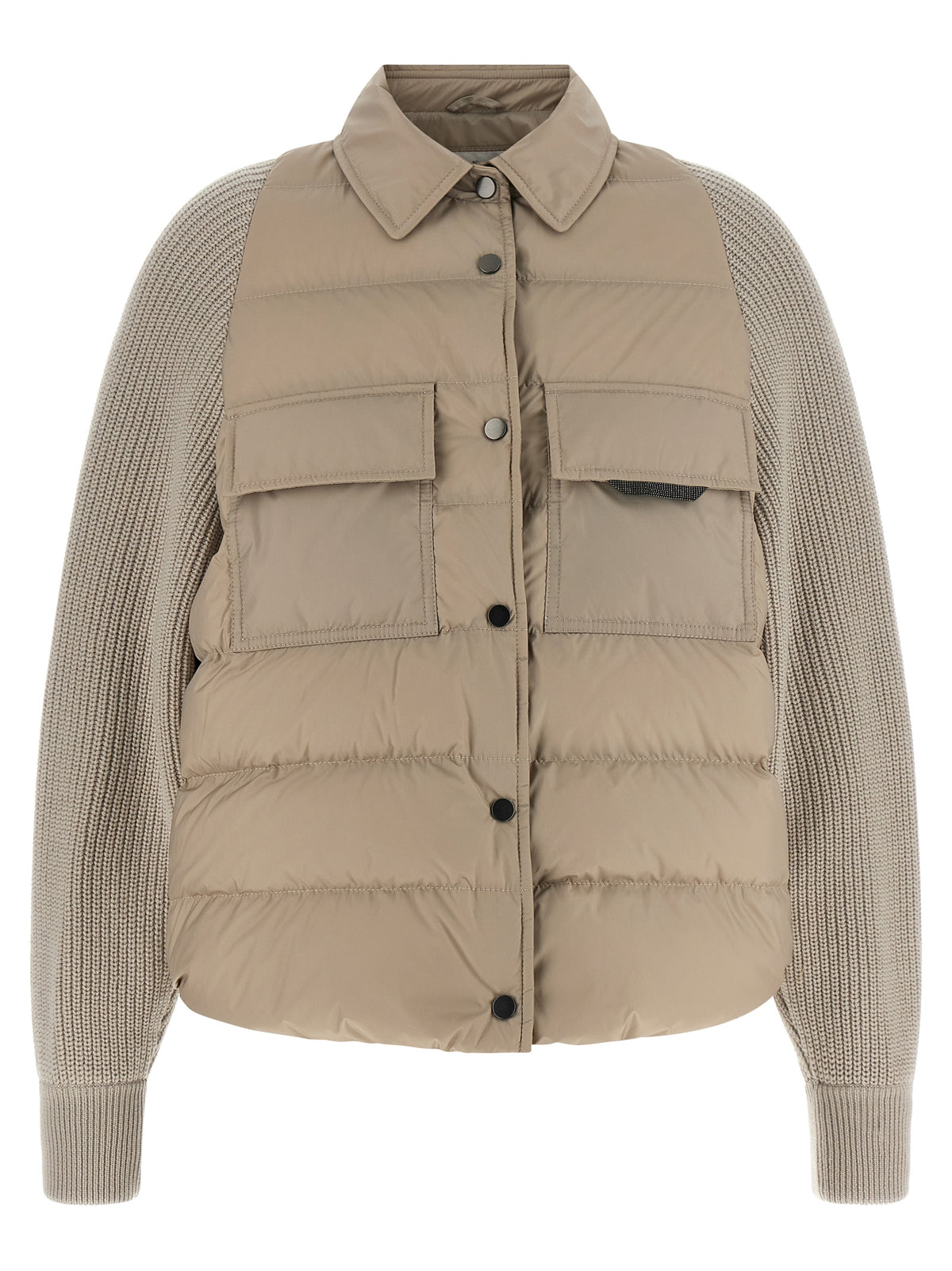 Brunello Cucinelli Women 'Shiny Flap Detail' Down Jacket