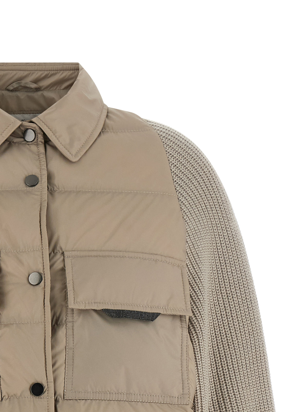 Brunello Cucinelli Women 'Shiny Flap Detail' Down Jacket