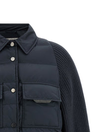 Brunello Cucinelli Women 'Shiny Flap Detail' Down Jacket