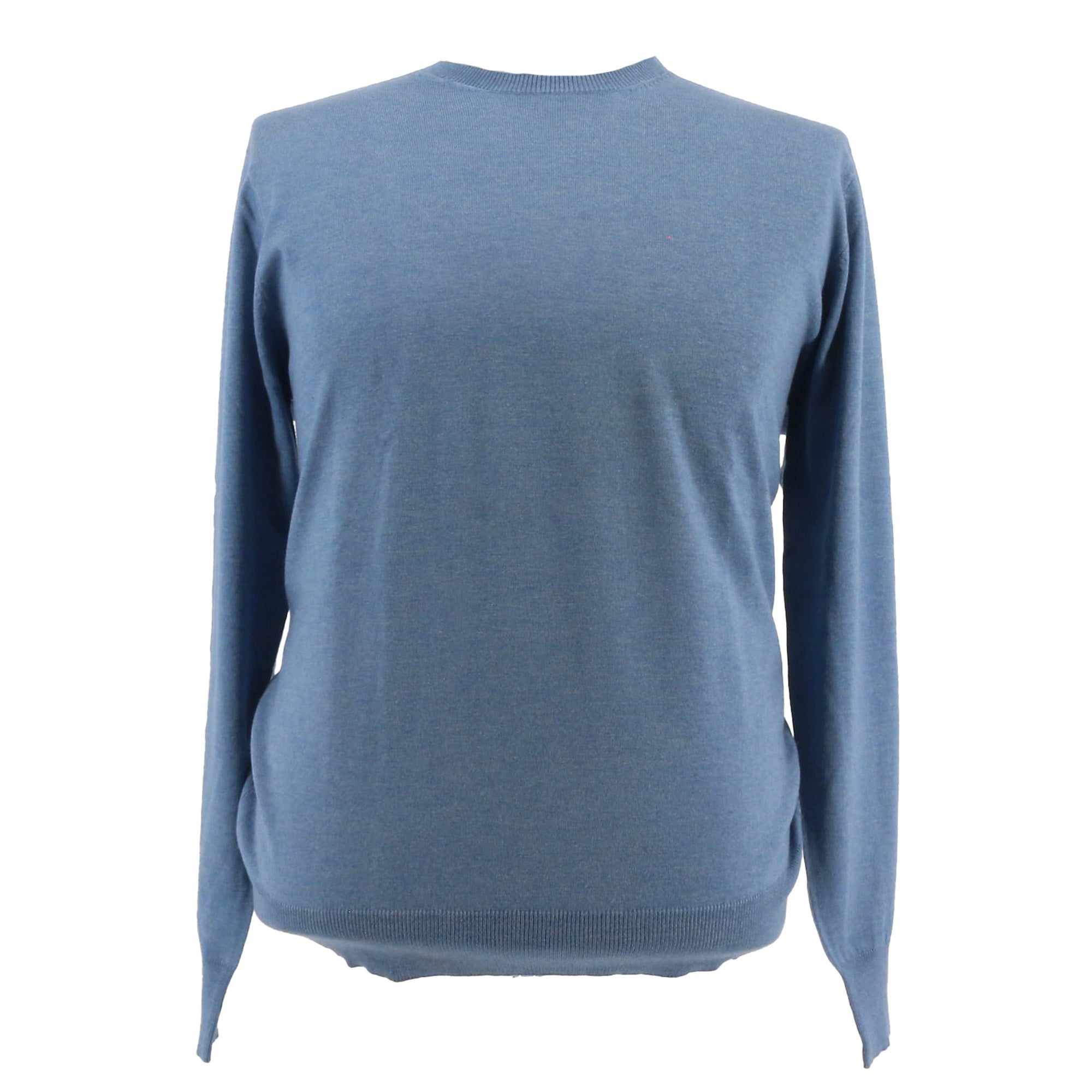 Maglierie di Perugia Cashmere Silk Blend Mens Blue Crewneck Sweater-XXL