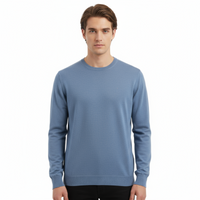 Maglierie di Perugia Cashmere Silk Blend Mens Blue Crewneck Sweater-XXL