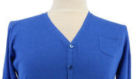 Maglierie di Perugia Cotton Silk Blend Mens Electric Blue Cardigan