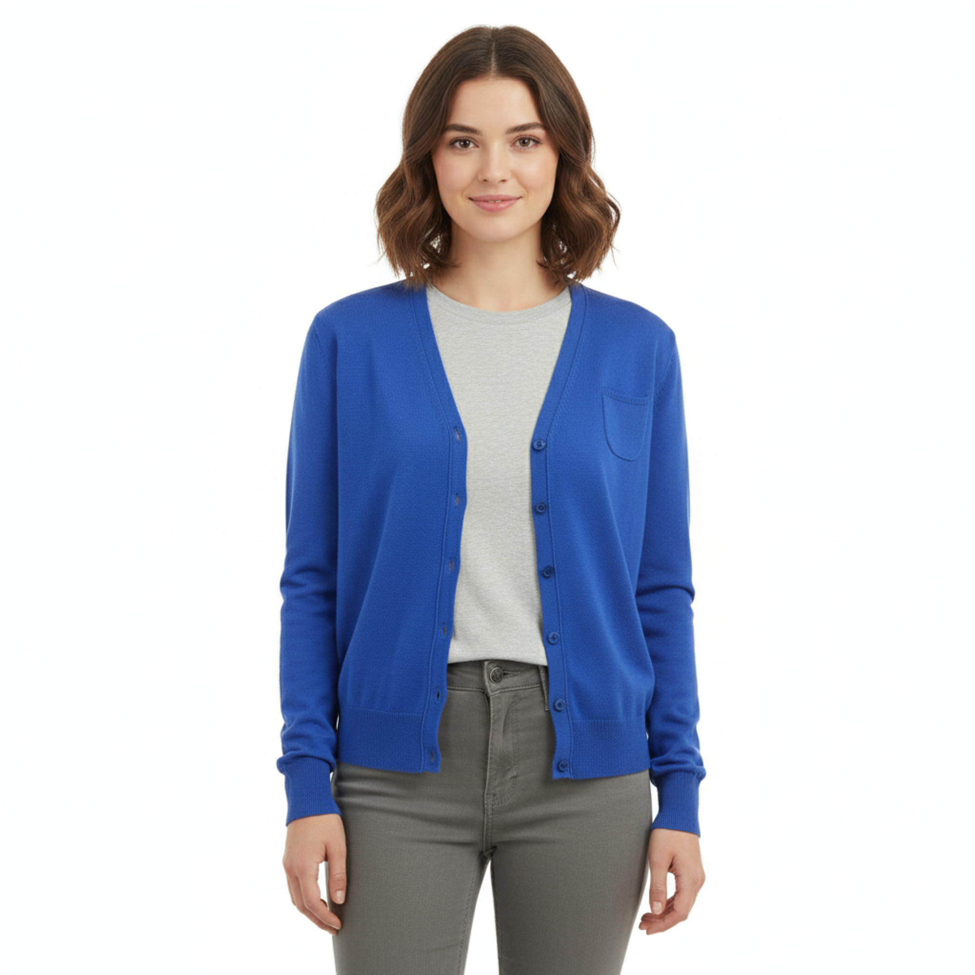 Maglierie di Perugia Cotton Silk Blend Mens Electric Blue Cardigan
