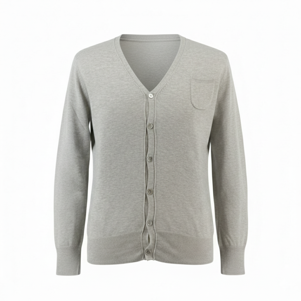 Maglierie di Perugia Cotton Silk Blend Mens Grey Cardigan