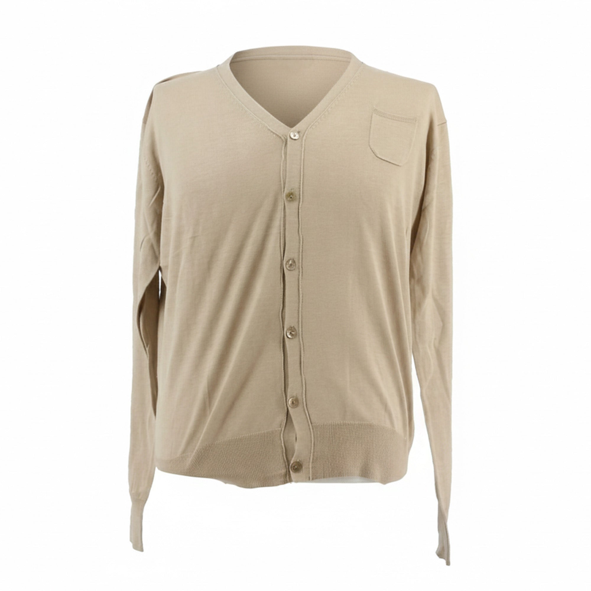 Maglierie di Perugia Cotton Silk Blend Mens Beige Cardigan-XL