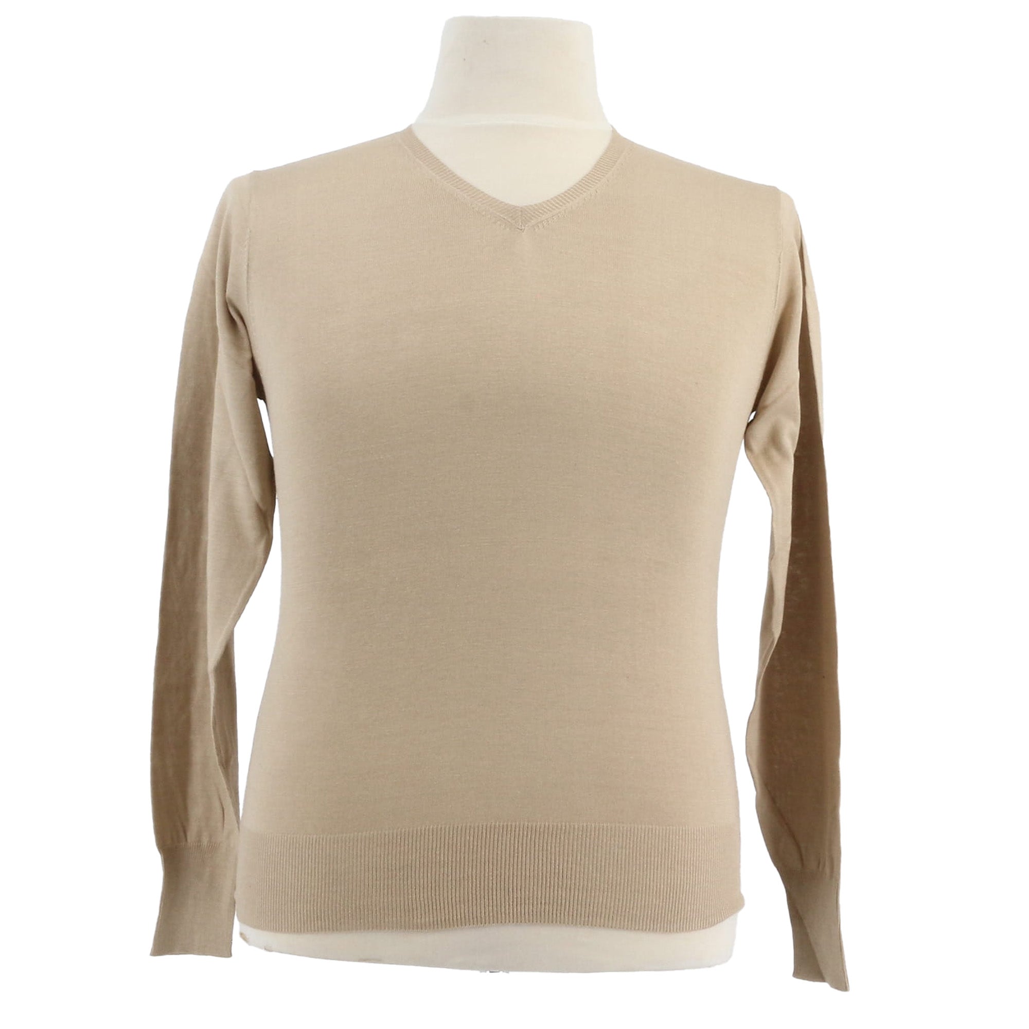 Maglierie di Perugia Cashmere Silk Blend Mens Blue V-Neck Sweater-XS