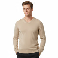 Maglierie di Perugia Cashmere Silk Blend Mens Blue V-Neck Sweater-XS