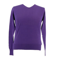 Maglierie di Perugia Cashmere Silk Blend Mens Purple V-Neck Sweater-S