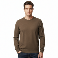 Maglierie di Perugia Cashmere Silk Blend Mens Brown Crewneck Sweater-XL
