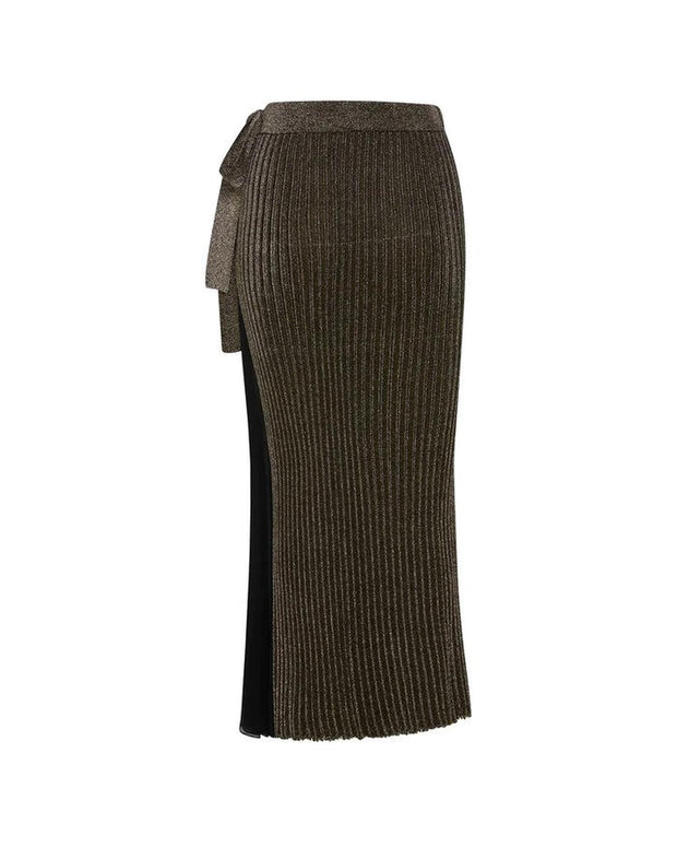 Mode d'Vie Metallic Knit Pleated Skirt