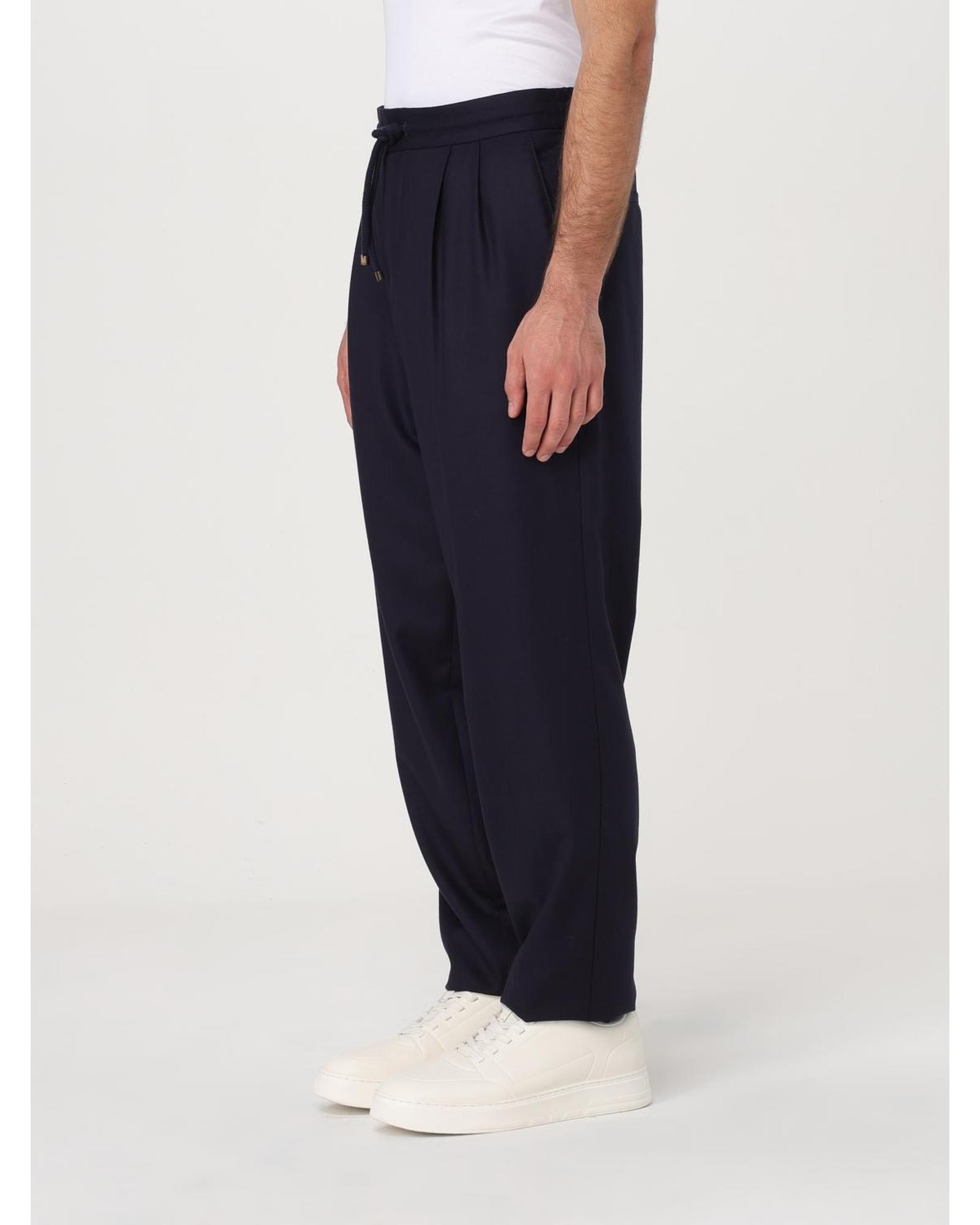 Brunello Cucinelli Woolen Trousers Relaxed Fit Men Blue 1 Pants