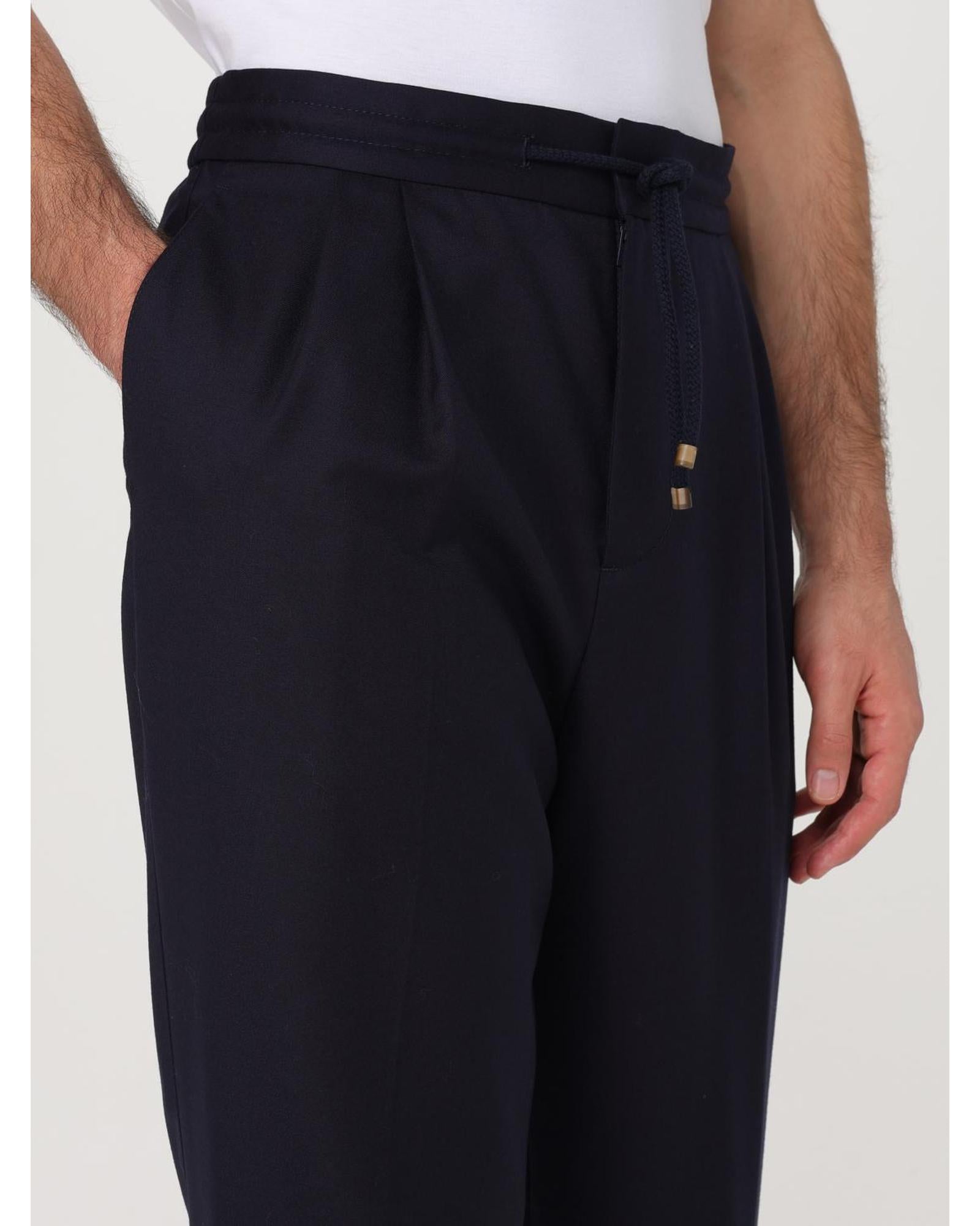 Brunello Cucinelli Woolen Trousers Relaxed Fit Men Blue 1 Pants
