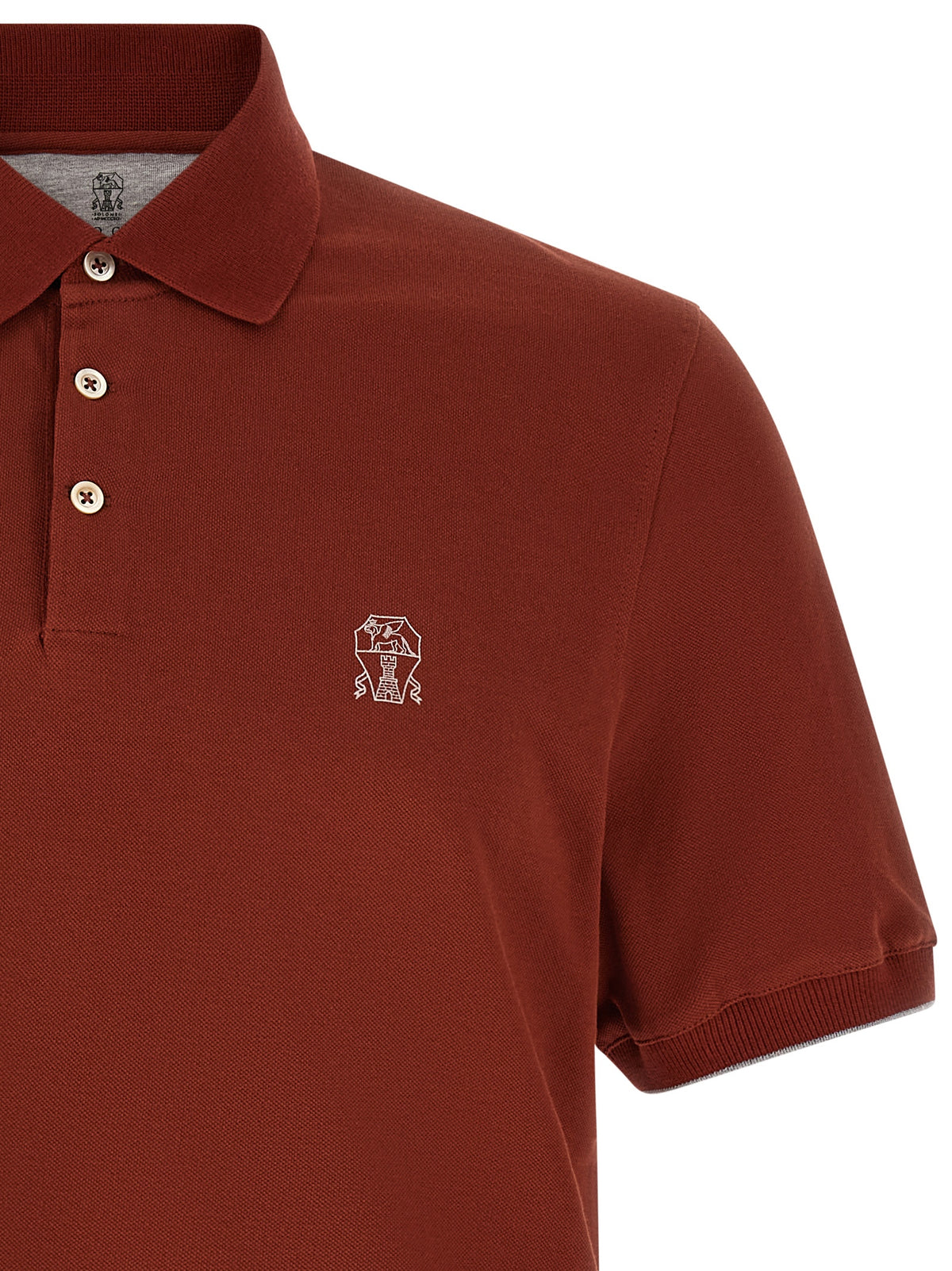 Brunello Cucinelli Men Logo Embroidery Polo Shirt