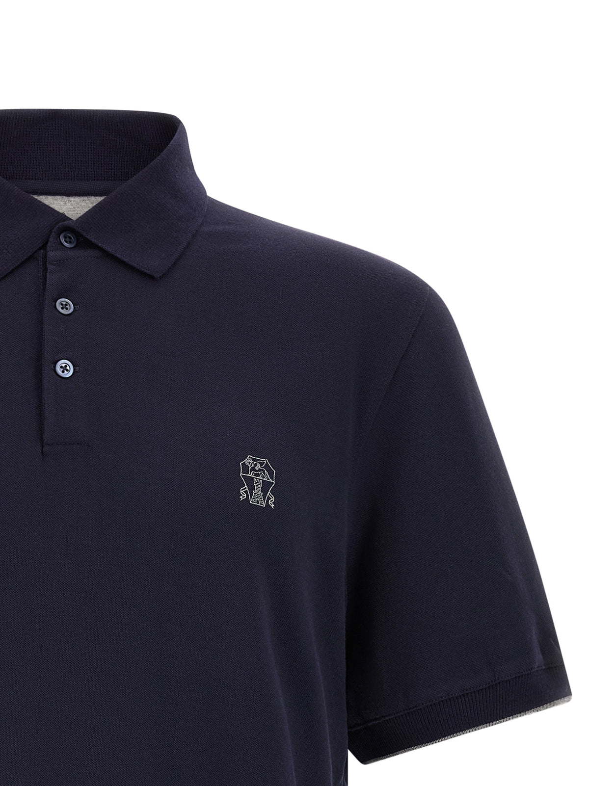 Brunello Cucinelli Men Logo Piqué Polo Shirt
