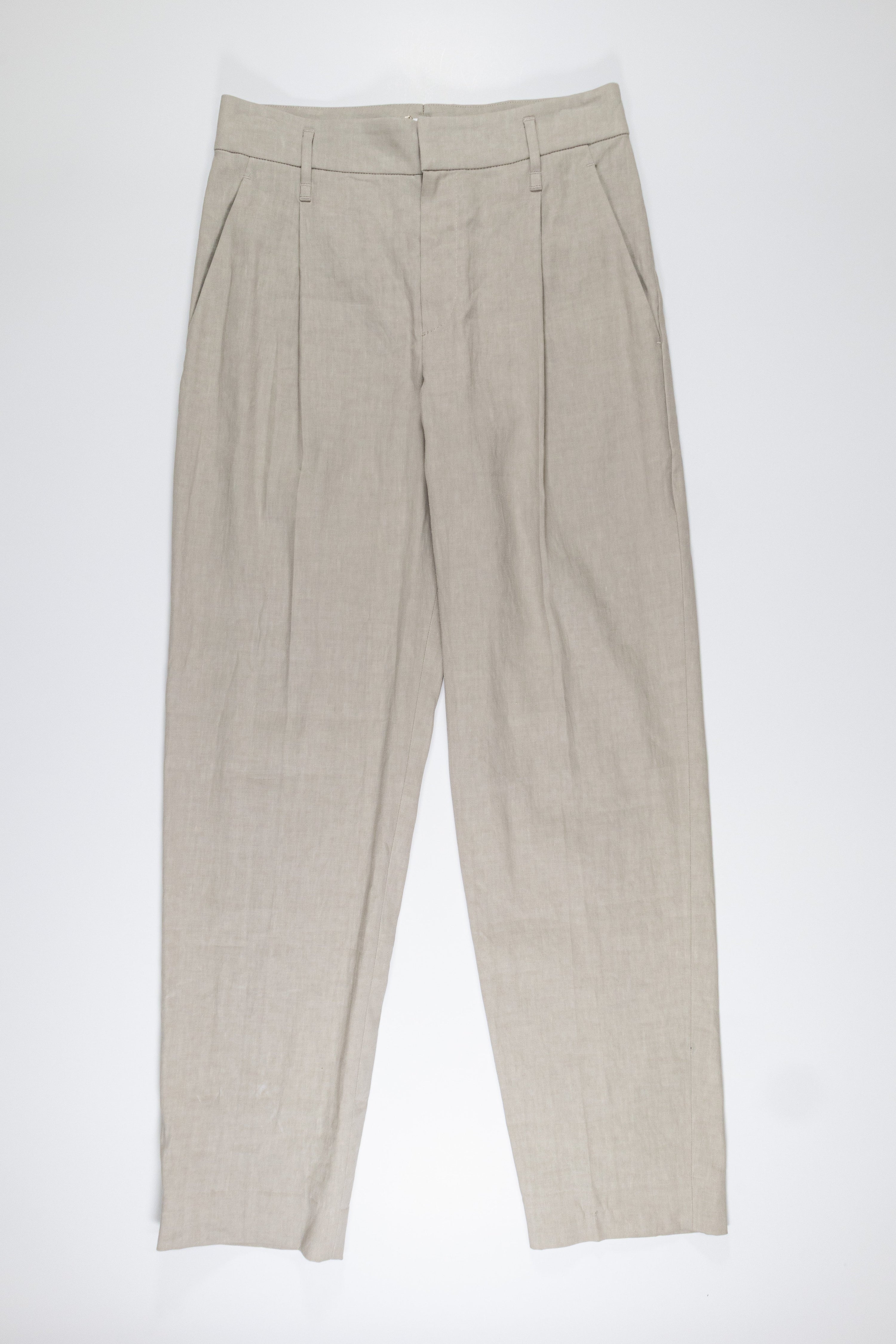 Brunello Cucinelli Linen Blend Pleated Relaxed Fit Trousers