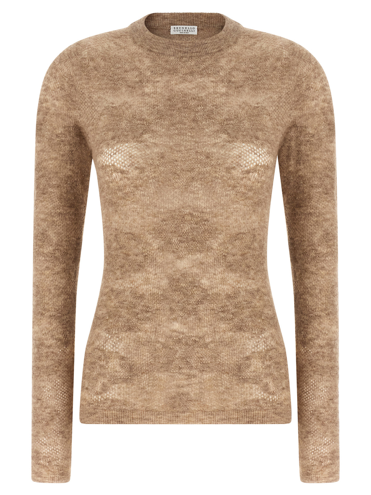Brunello Cucinelli Women Beige 'Flower Lace' Sweater
