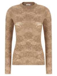 Brunello Cucinelli Women Beige 'Flower Lace' Sweater