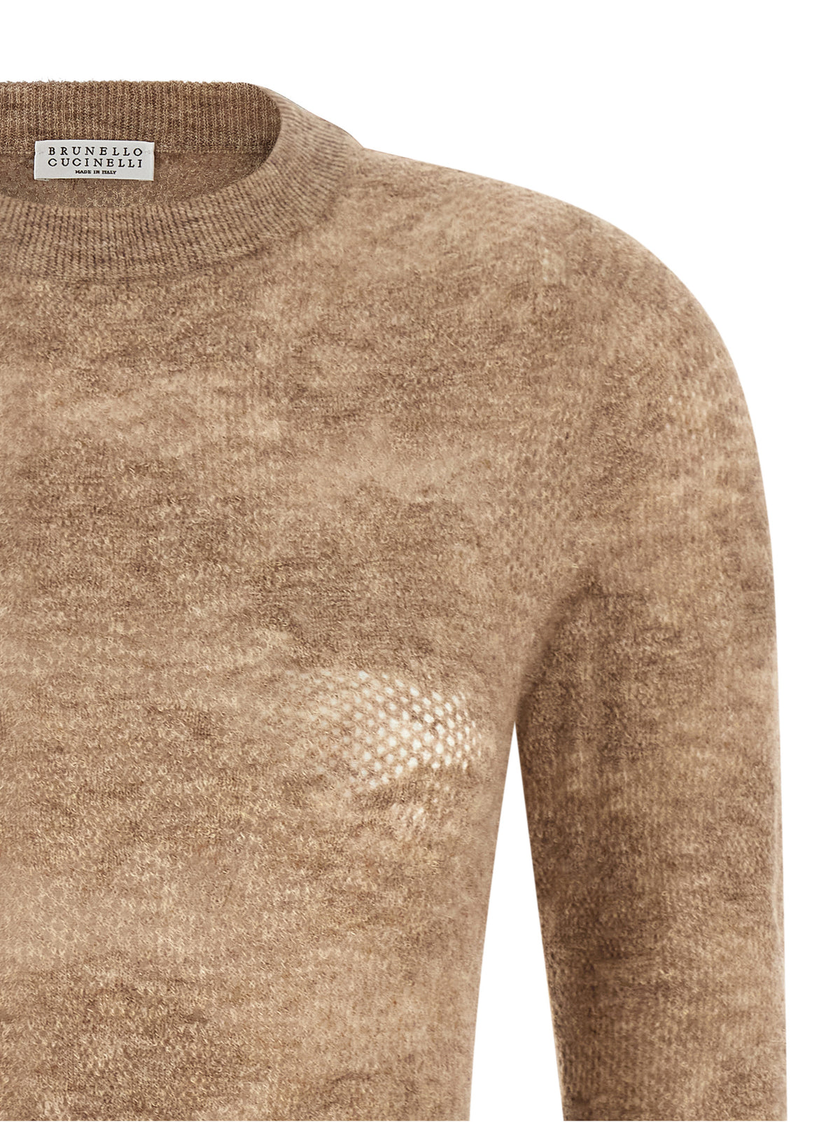 Brunello Cucinelli Women Beige 'Flower Lace' Sweater