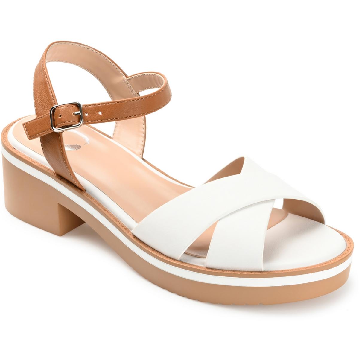 Hilaree Womens Faux Leather Warm Strappy Sandals White