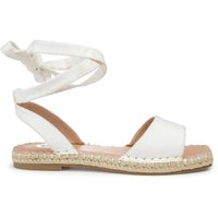 Emelie Womens Lace-Up Faux Suede Flat Sandals
