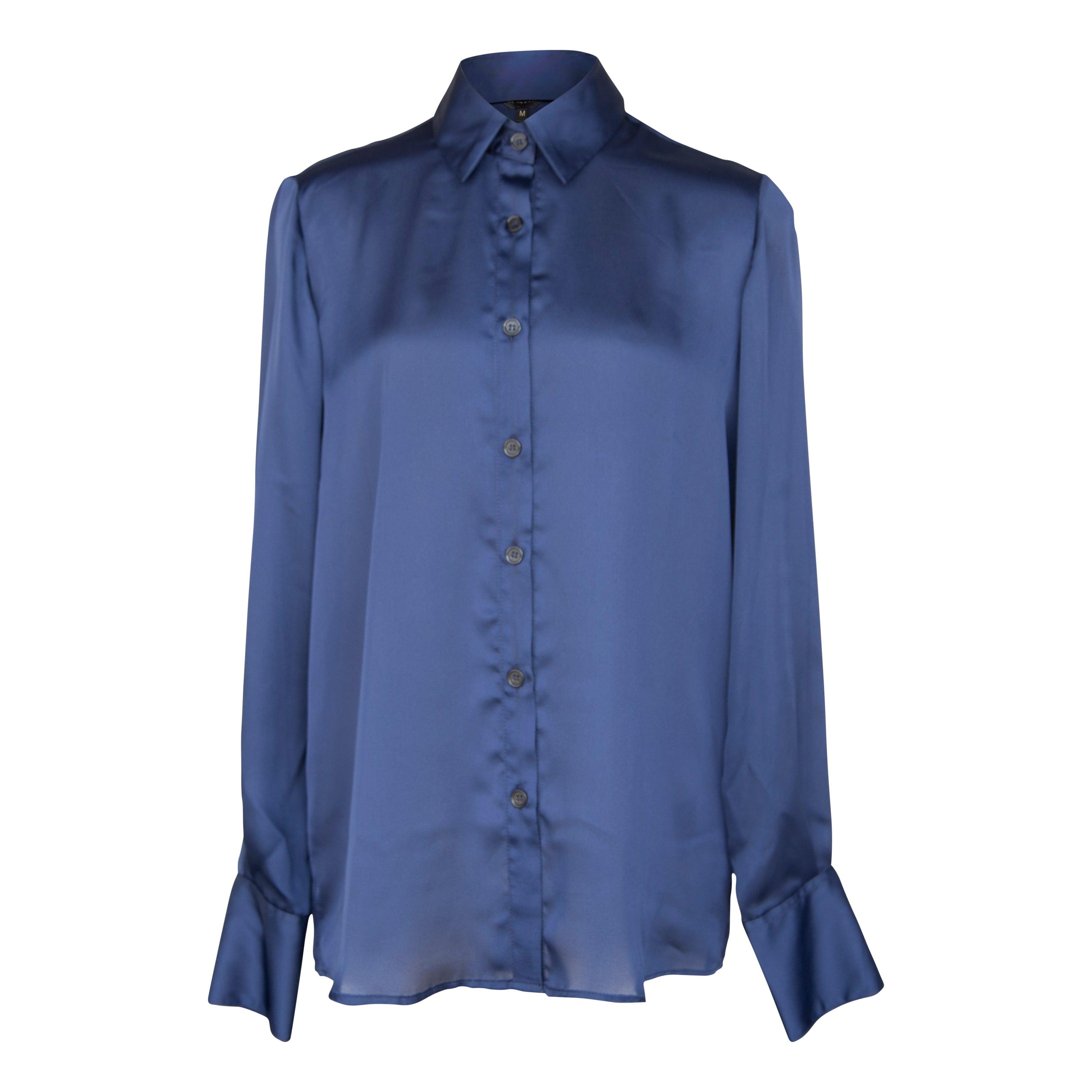 Classy Women Silk Blouse in Royal Blue5