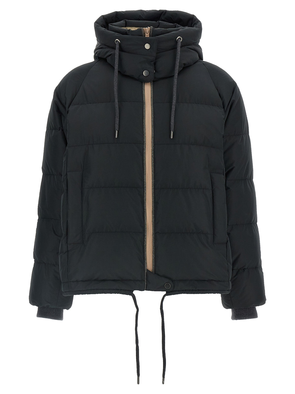 Brunello Cucinelli Women Down Jacket With Knit And Jewel Details