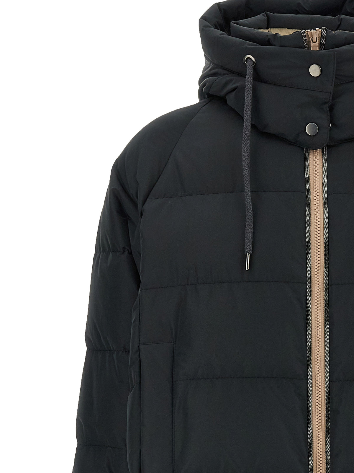 Brunello Cucinelli Women Down Jacket With Knit And Jewel Details