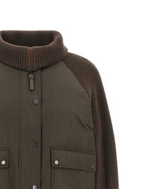 Brunello Cucinelli Women Knit Insert Down Jacket