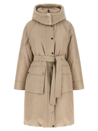 Brunello Cucinelli Women Beige Long Down Jacket