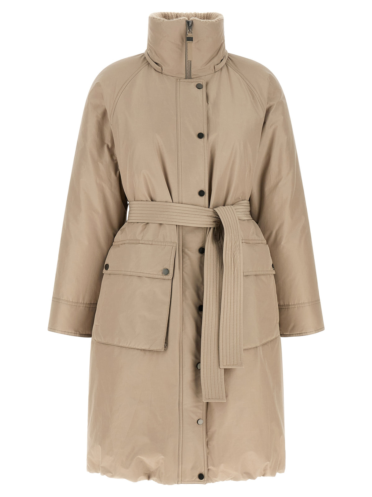 Brunello Cucinelli Women Beige Long Down Jacket
