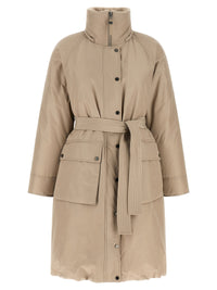 Brunello Cucinelli Women Beige Long Down Jacket