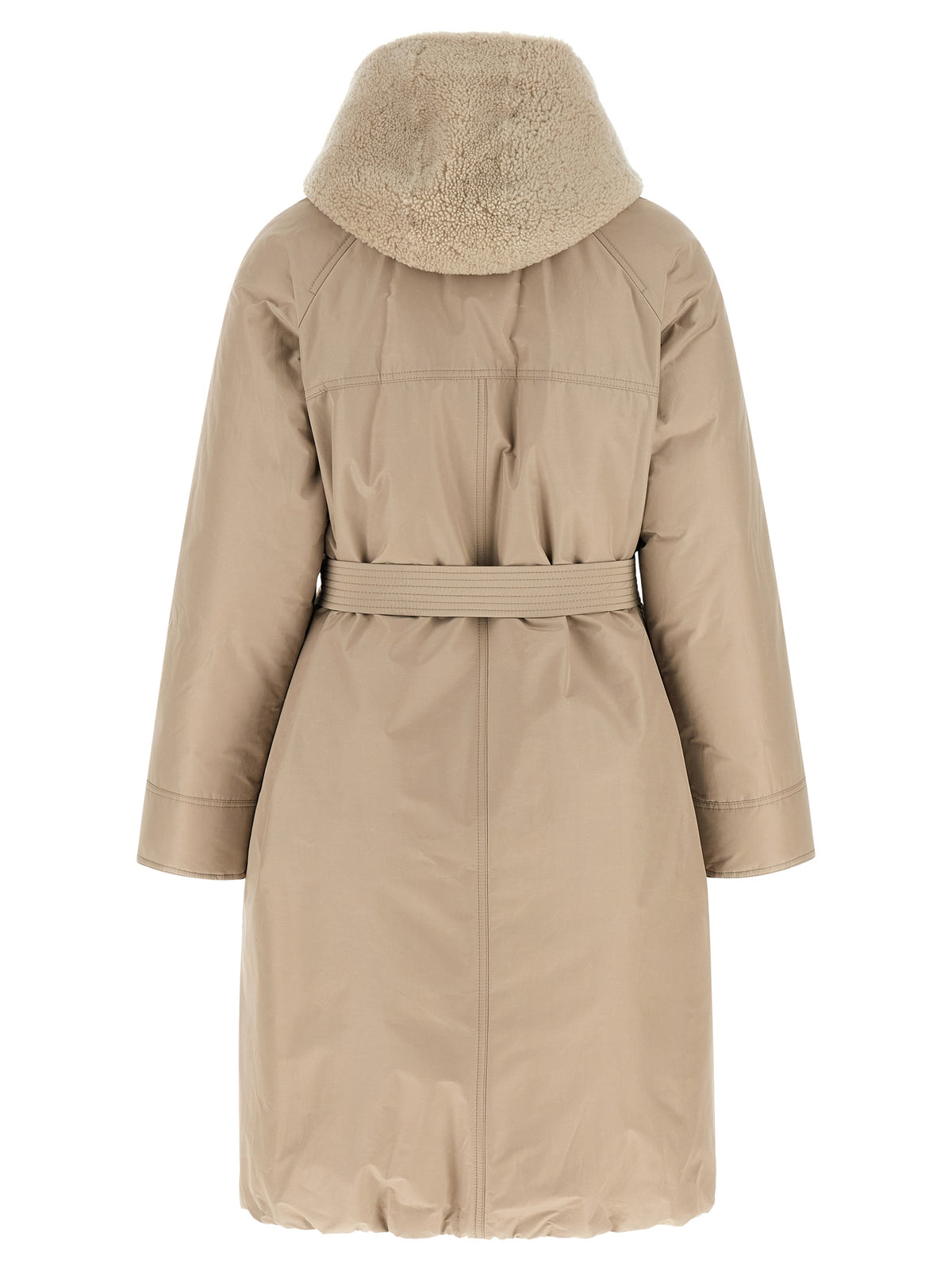 Brunello Cucinelli Women Beige Long Down Jacket