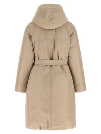 Brunello Cucinelli Women Beige Long Down Jacket
