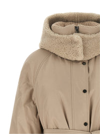 Brunello Cucinelli Women Beige Long Down Jacket
