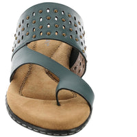 Catalina Womens Leather Studded Slide Sandals