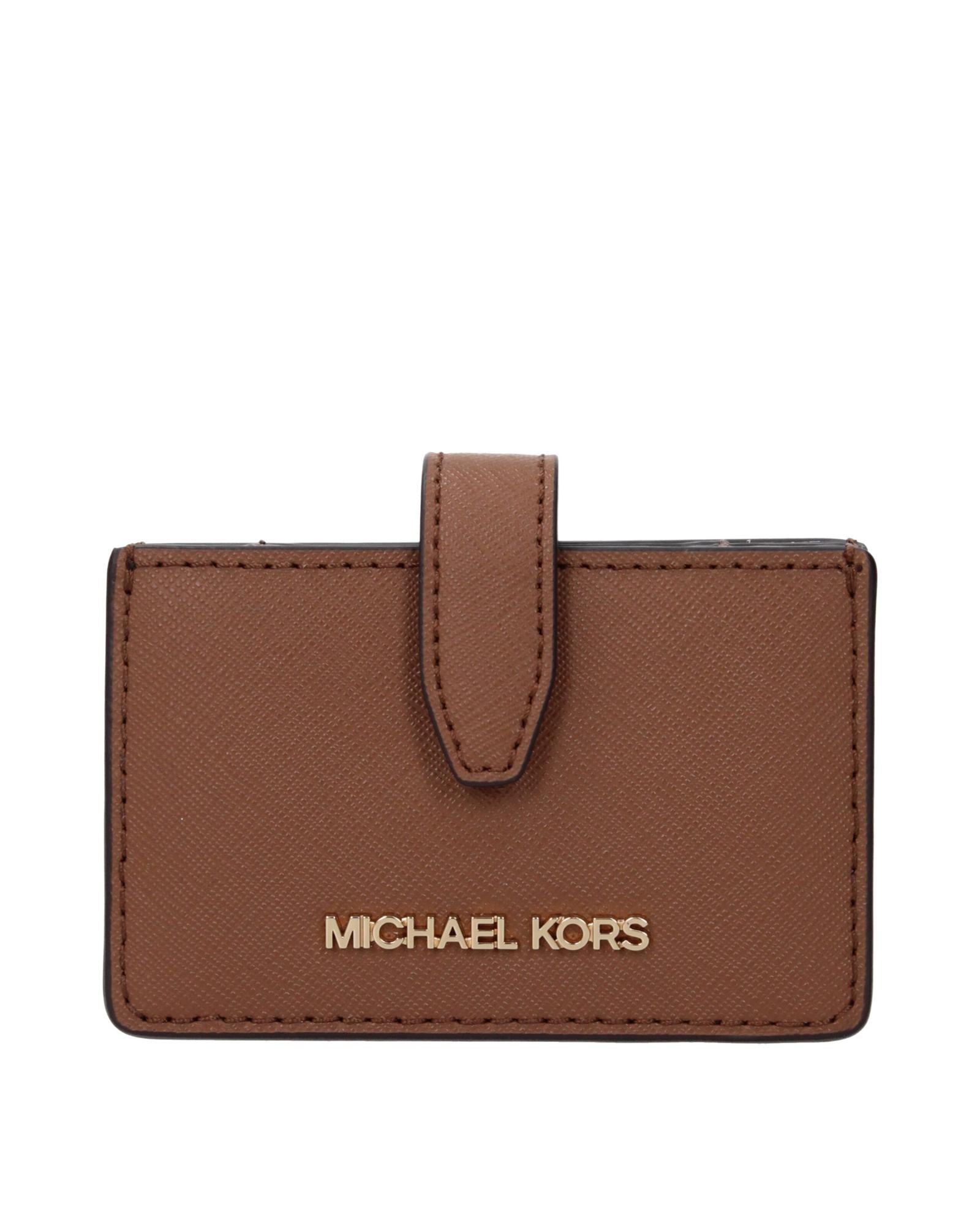 Michael Kors Card Holder Snap Closure Women Brown Wallets