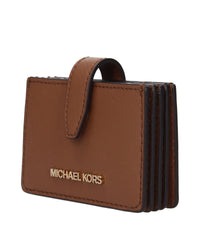 Michael Kors Card Holder Snap Closure Women Brown Wallets